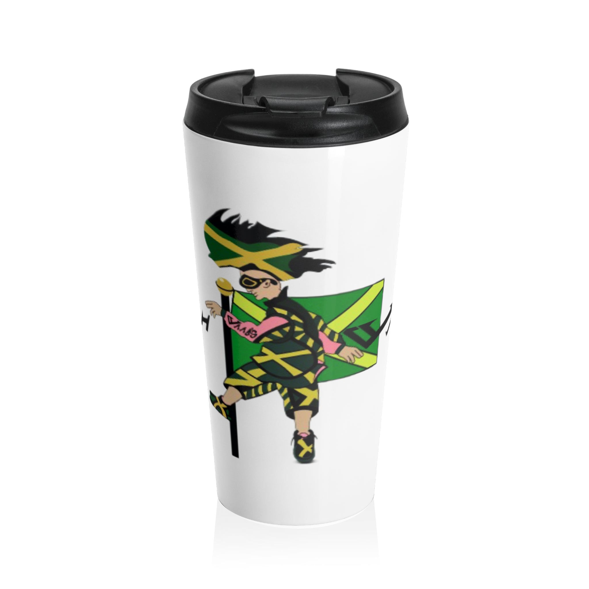 Jamaican Warrior Travel Mug | Stainless Steel Travel Mug, Journey Cup, Gift for Adventurers, Coffee Lover's Cup, Road Trip Mug