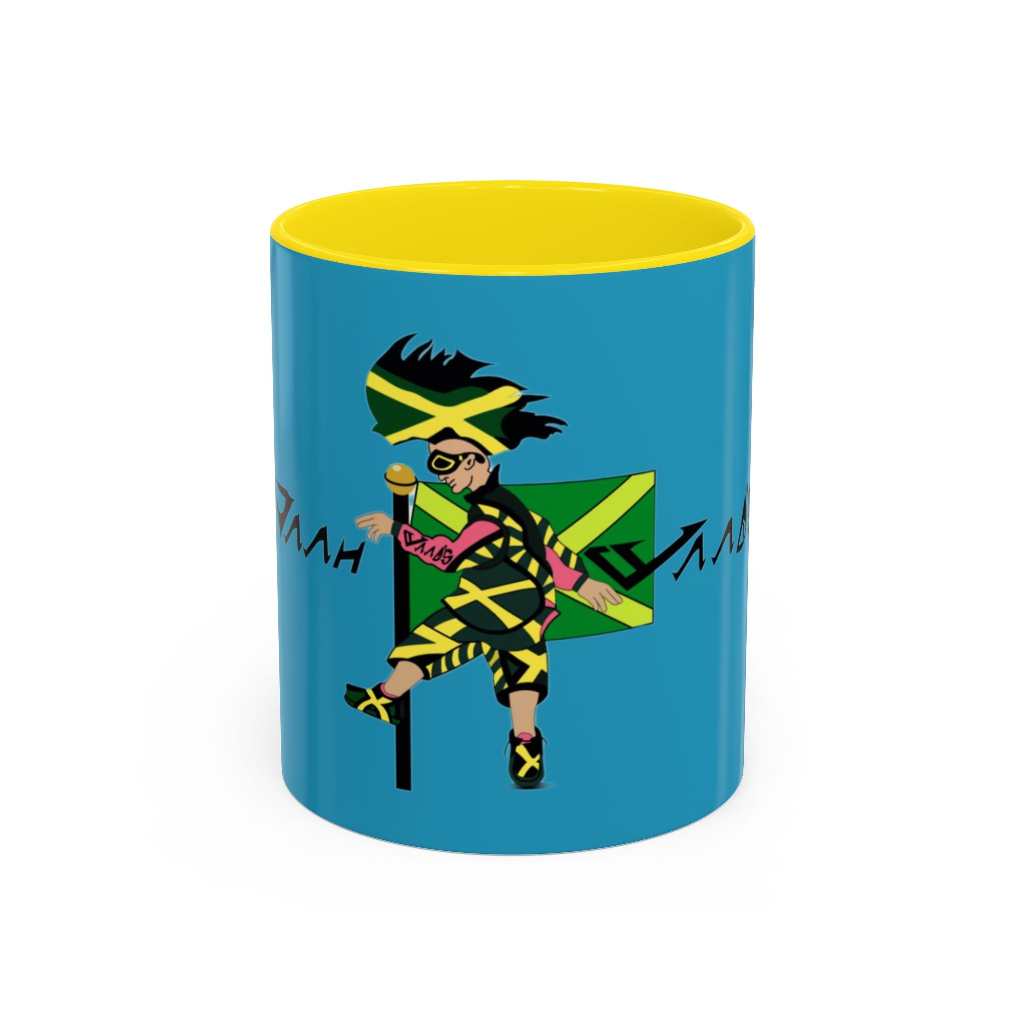 Jamaican Vibes Coffee Mug, Accent Mug, Unique Gift for Coffee Lovers, Cool Jamaican Art, Celebrate Culture, Black and Green Mug