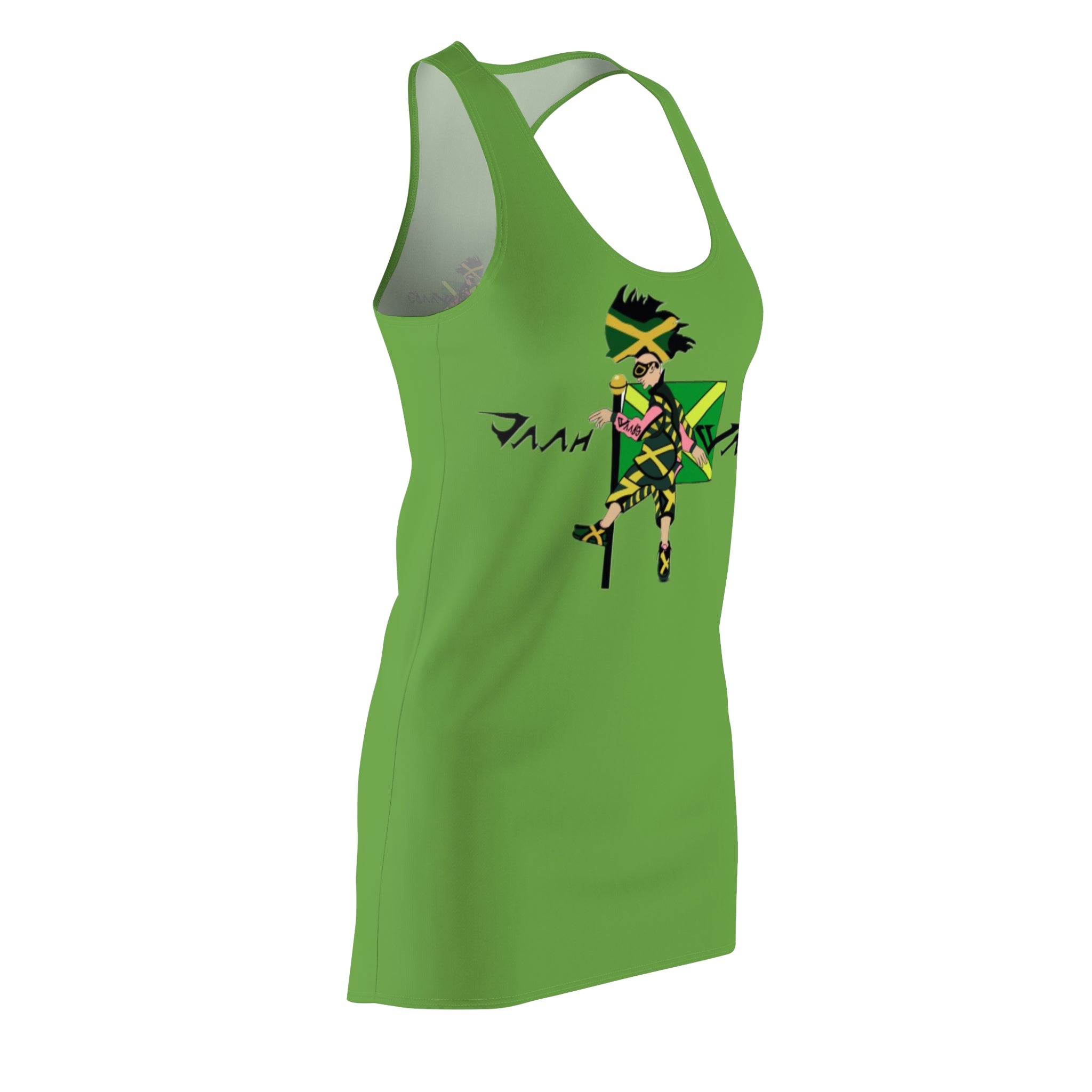Vibrant Graphic Racerback Dress, Tropical Summer Vibes, Festival Fashion, Casual Beachwear, Fun Party Dress, Gift for Her