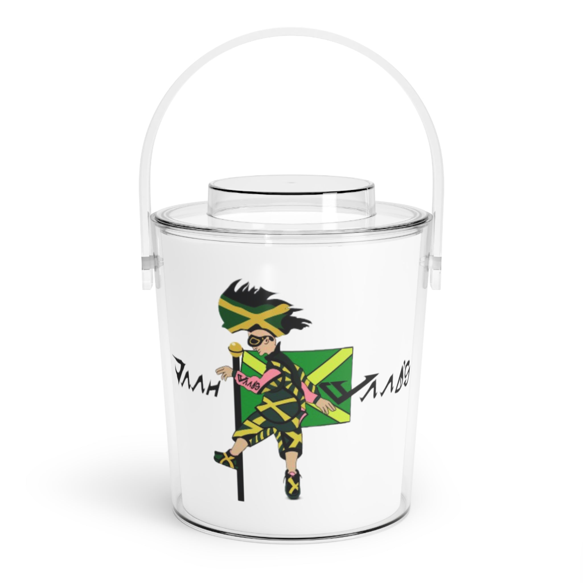 Vibrant Ice Bucket with Tongs - Jamaican Style, Party Cooler, Summer Essential, Barbecue Accessory, Unique Gift, Celebration Decor