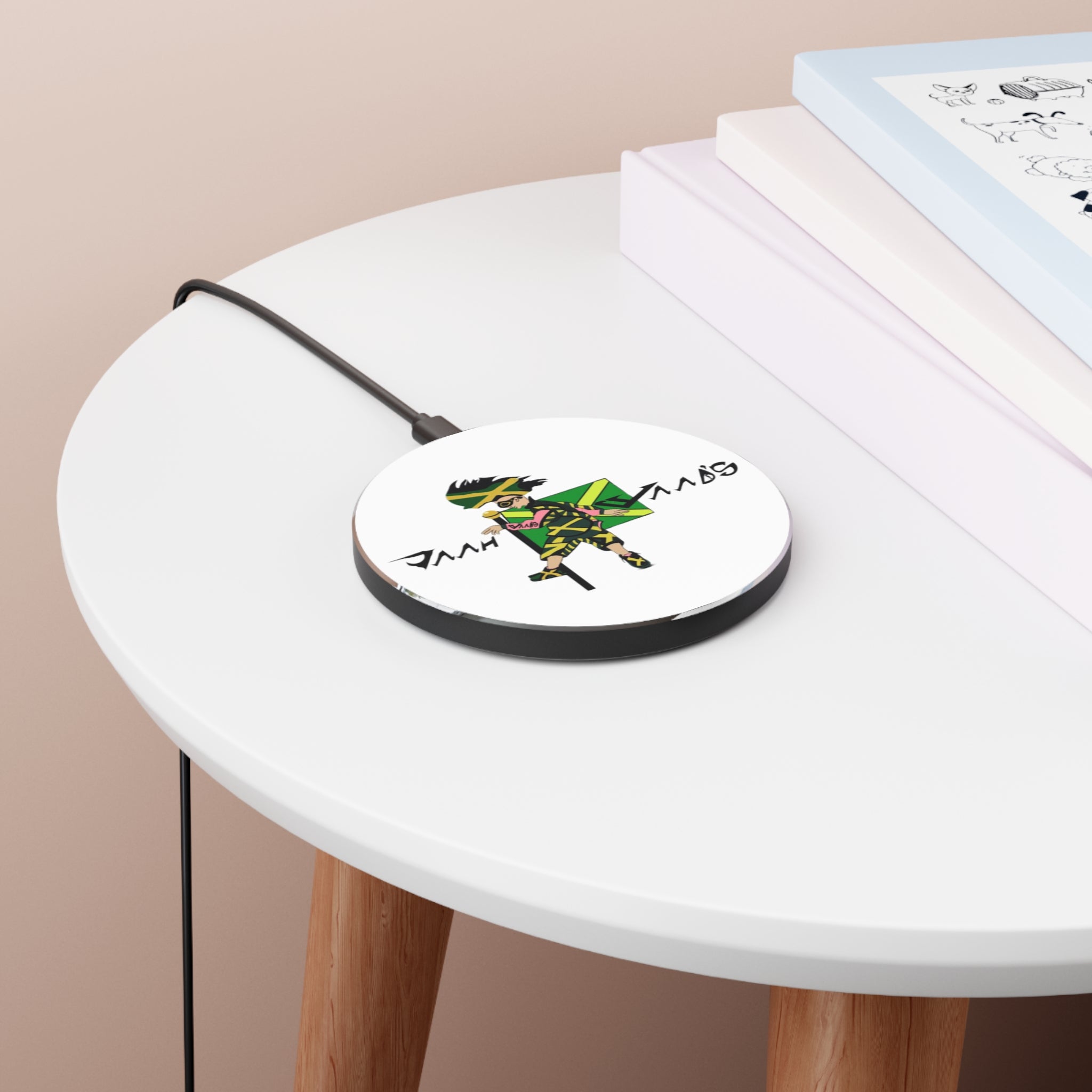 Wireless Charger with Jamaican Dancehall Vibes, Fast Charging Pad, Unique Tech Gift, Home Office Accessory, Festival Decor