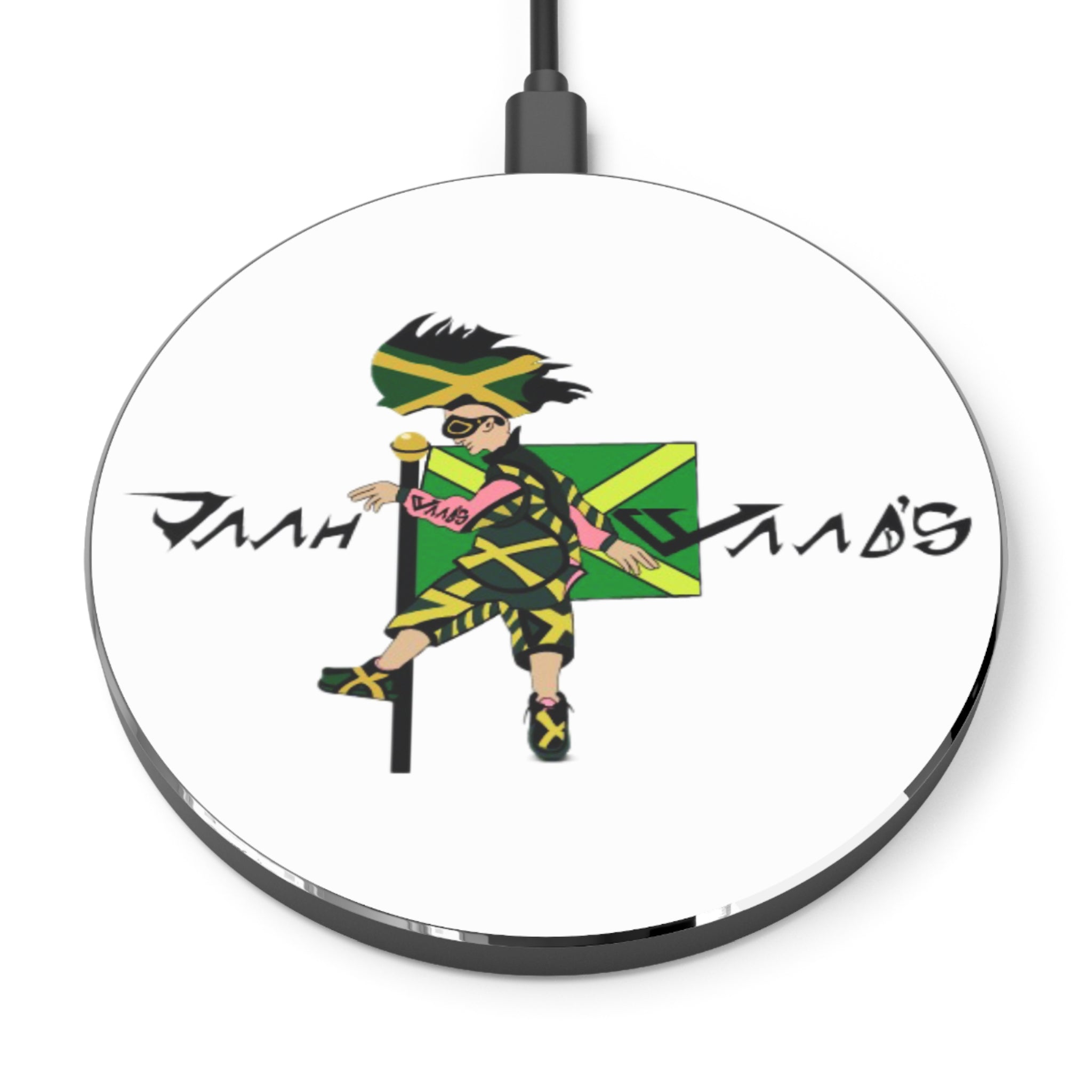 Wireless Charger with Jamaican Dancehall Vibes, Fast Charging Pad, Unique Tech Gift, Home Office Accessory, Festival Decor