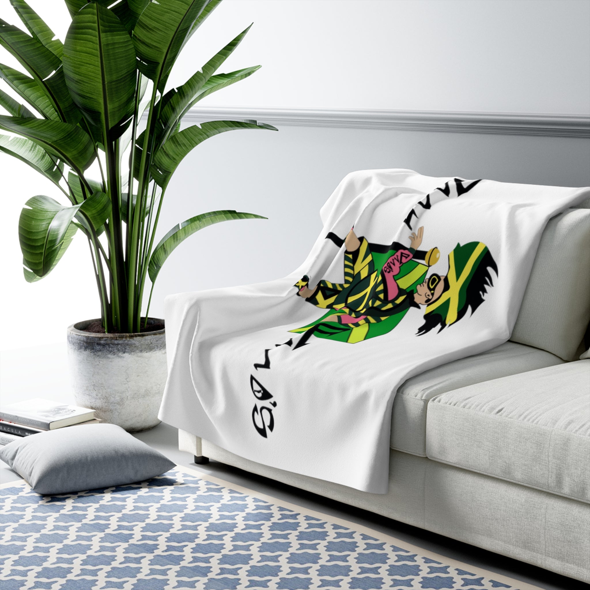 Cozy Sherpa Throw Blanket with Unique Illustration, Perfect for Home Decor, Gift for Friends, Cozy Nights, Festivals, and More