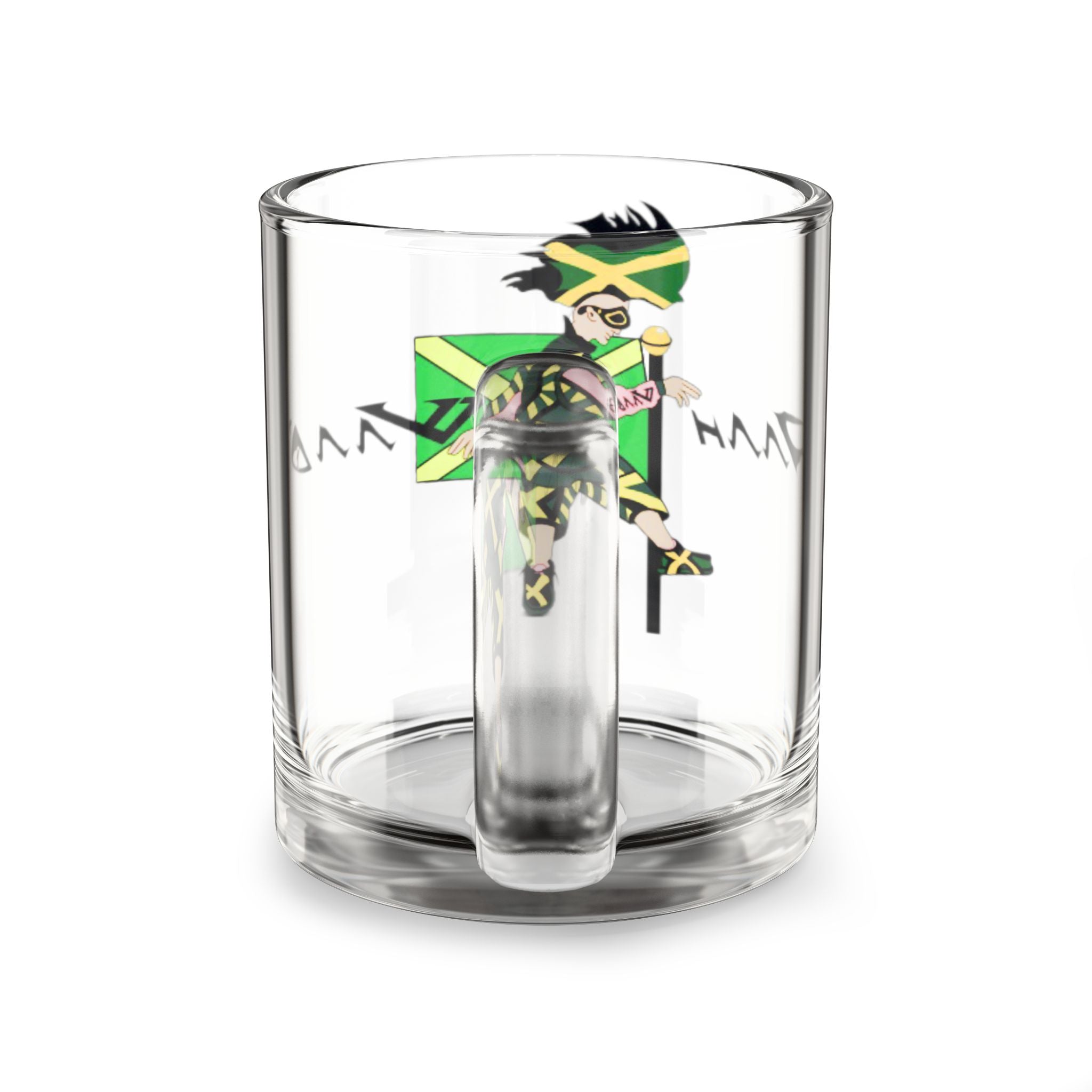 Jamaican Flag Glass Mug, 10oz | Unique Gift for Coffee Lovers, Creative Drinkware for Birthdays, Celebrations, and Special Occasions