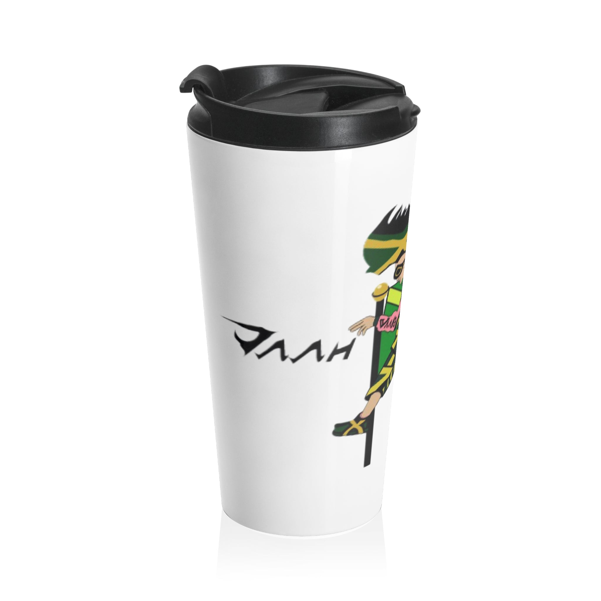 Jamaican Warrior Travel Mug | Stainless Steel Travel Mug, Journey Cup, Gift for Adventurers, Coffee Lover's Cup, Road Trip Mug