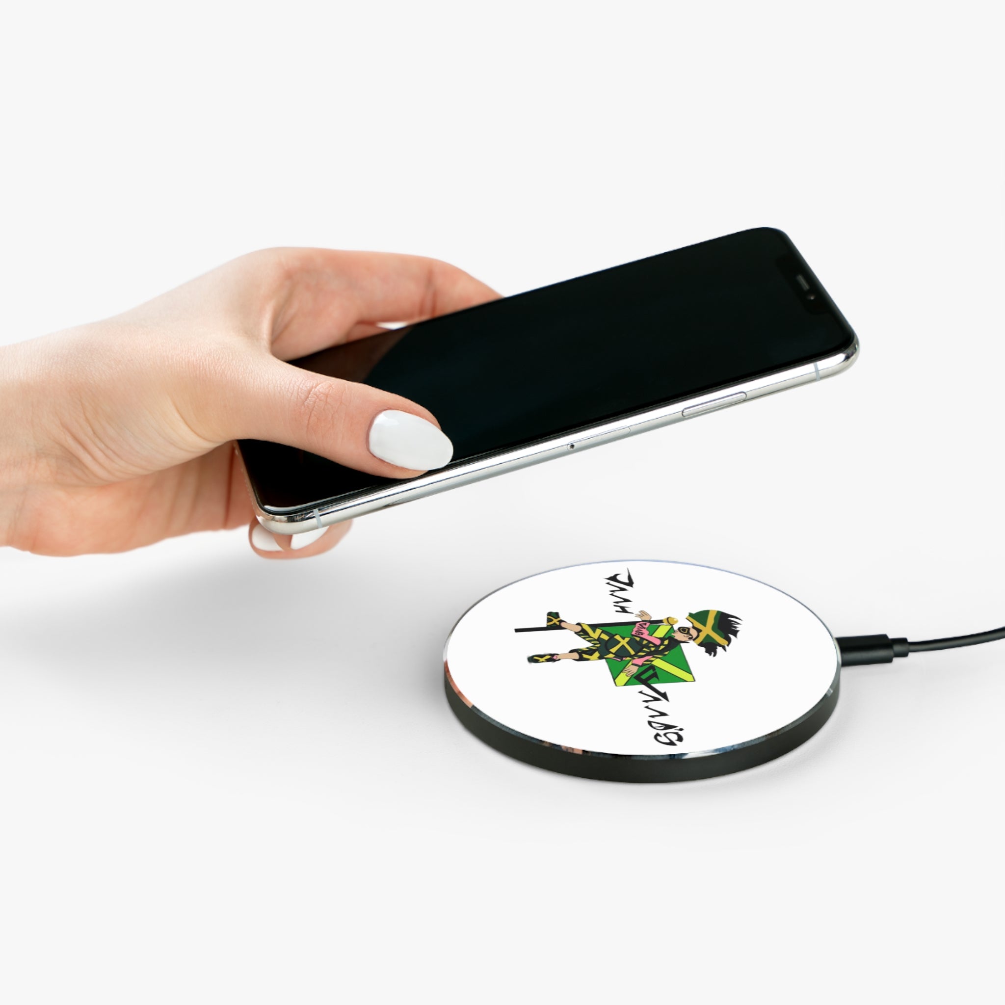 Wireless Charger with Jamaican Dancehall Vibes, Fast Charging Pad, Unique Tech Gift, Home Office Accessory, Festival Decor