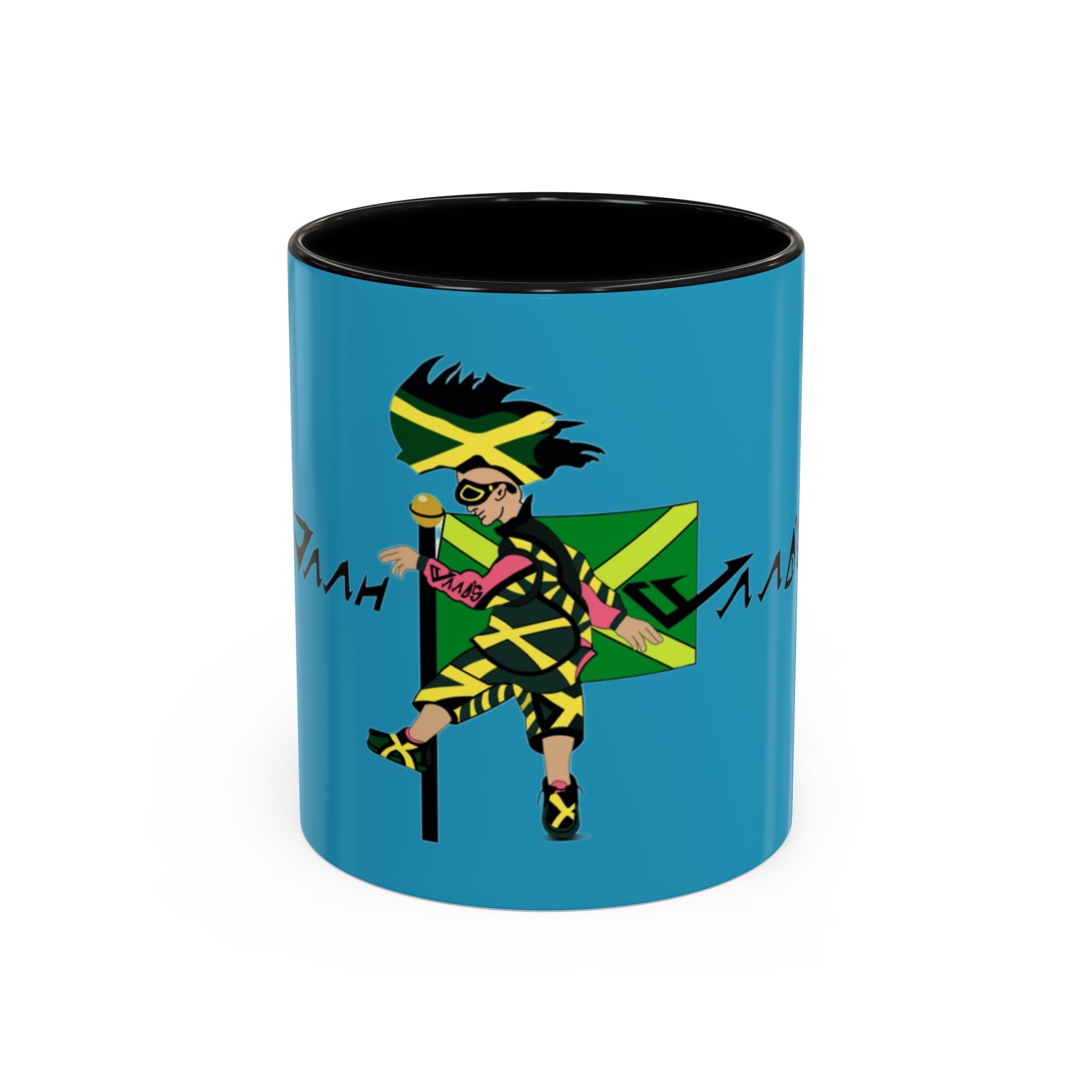 Jamaican Vibes Coffee Mug, Accent Mug, Unique Gift for Coffee Lovers, Cool Jamaican Art, Celebrate Culture, Black and Green Mug