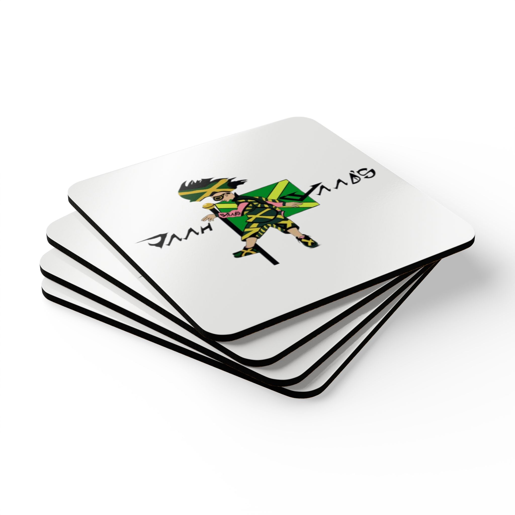 Rasta-Inspired Cork Coaster Set, Eco-Friendly Drinkware Decor, Jamaican Vibe Coasters, Home Bar Gift, Tropical Party Accessories